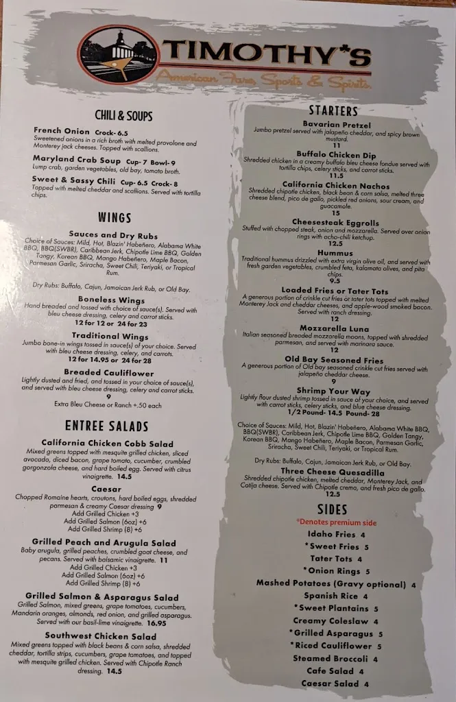 Menu_Timothy's Lionville_Exton, PA_image_old_1