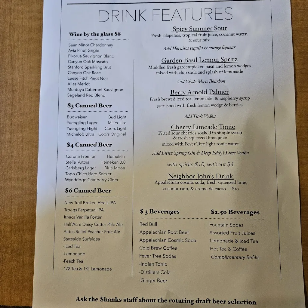 Menu_Shank's Tavern_Marietta, PA_image_old_3