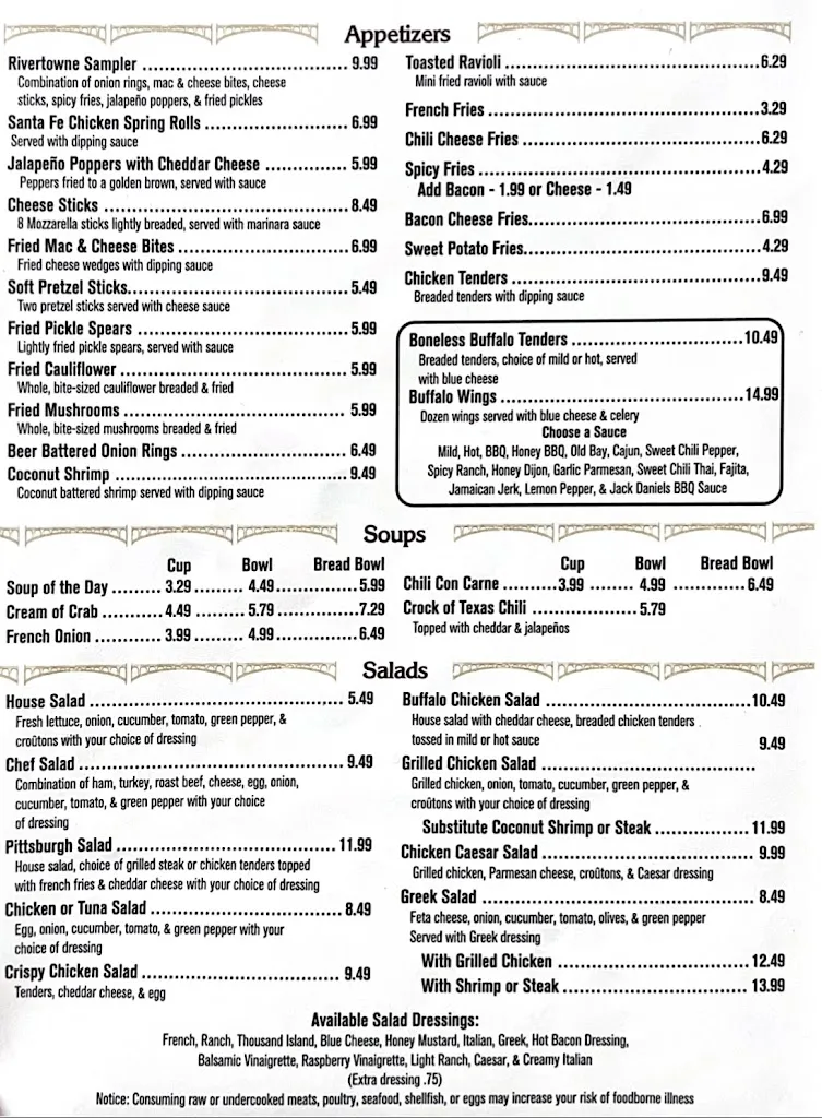 Menu_Rivertowne Restaurant & Bar_Wrightsville, PA_image_old_1