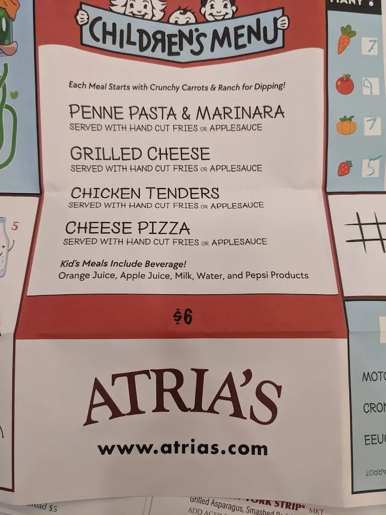 Menu_Atria's Restaurant - Peters Township_McMurray, PA_image_old_2