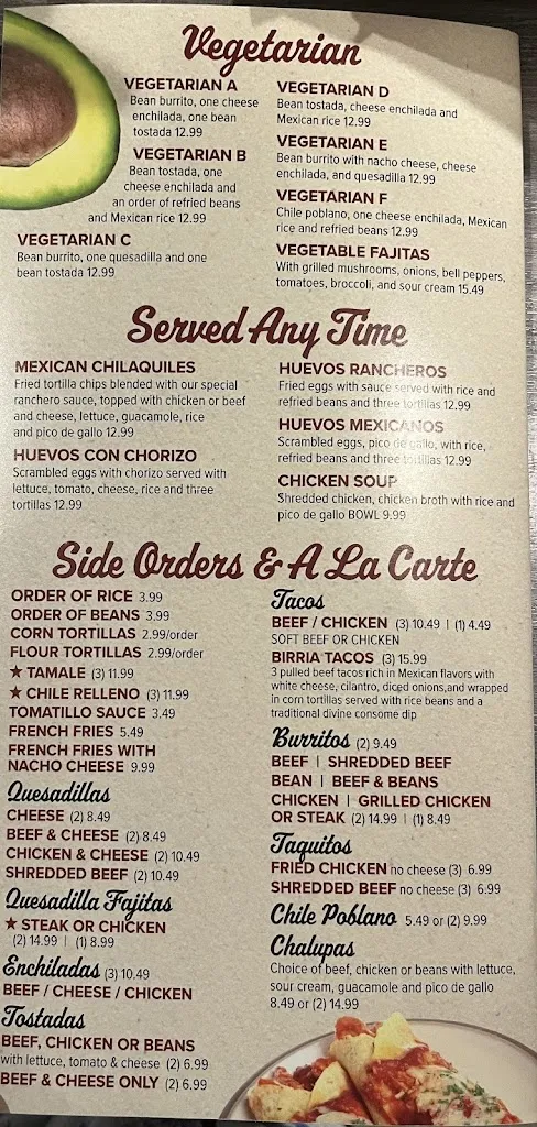 Menu_El Campesino_McMurray, PA_image_old_2