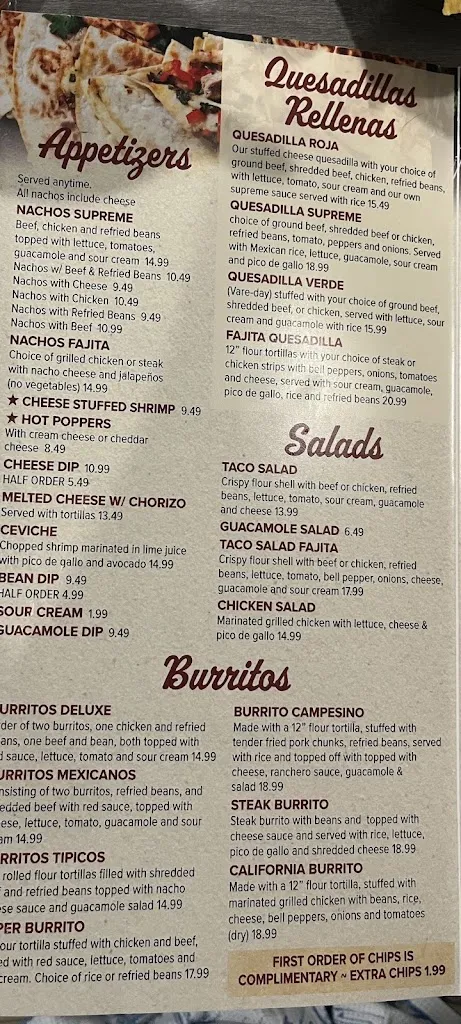 Menu_El Campesino_McMurray, PA_image_old_3