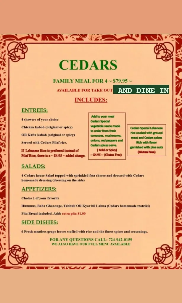 Menu_Cedars Mediterranean Cuisine_McMurray, PA_image_old_1