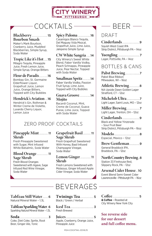 Menu_City Winery Pittsburgh_Pittsburgh, PA_image_old_1