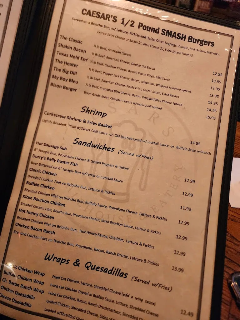 Menu_Caesars Alehouse & Eatery_Millvale, PA_image_old_2