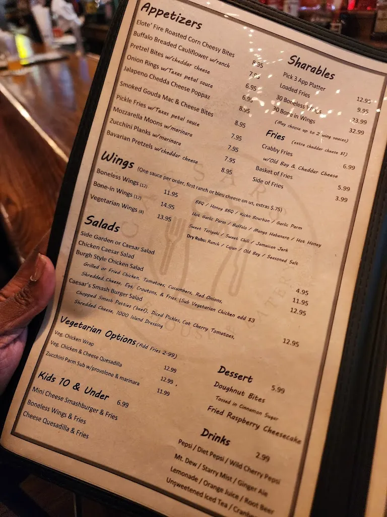 Menu_Caesars Alehouse & Eatery_Millvale, PA_image_old_3