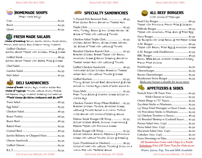 Menu_Nova Cafe Millvale_Pittsburgh, PA_image_old_1