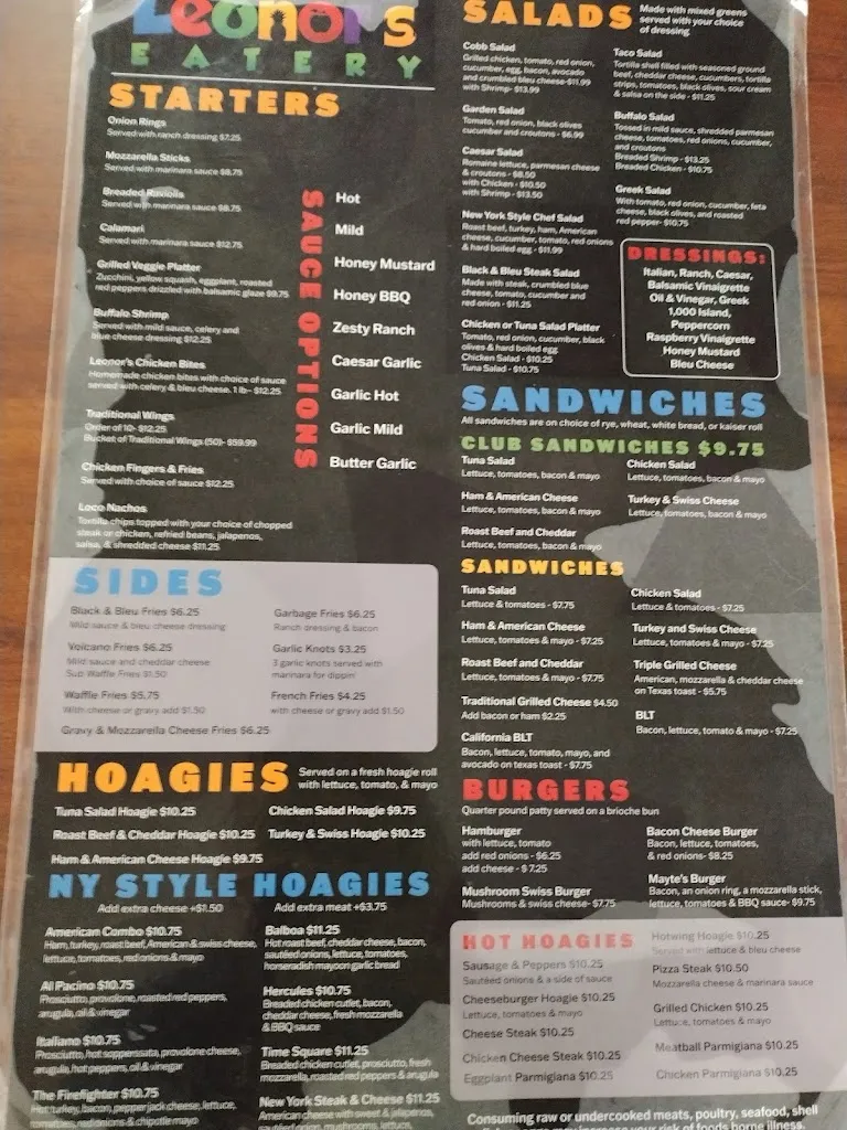 Menu_Leonor’s Eatery_Moscow, PA_image_old_2