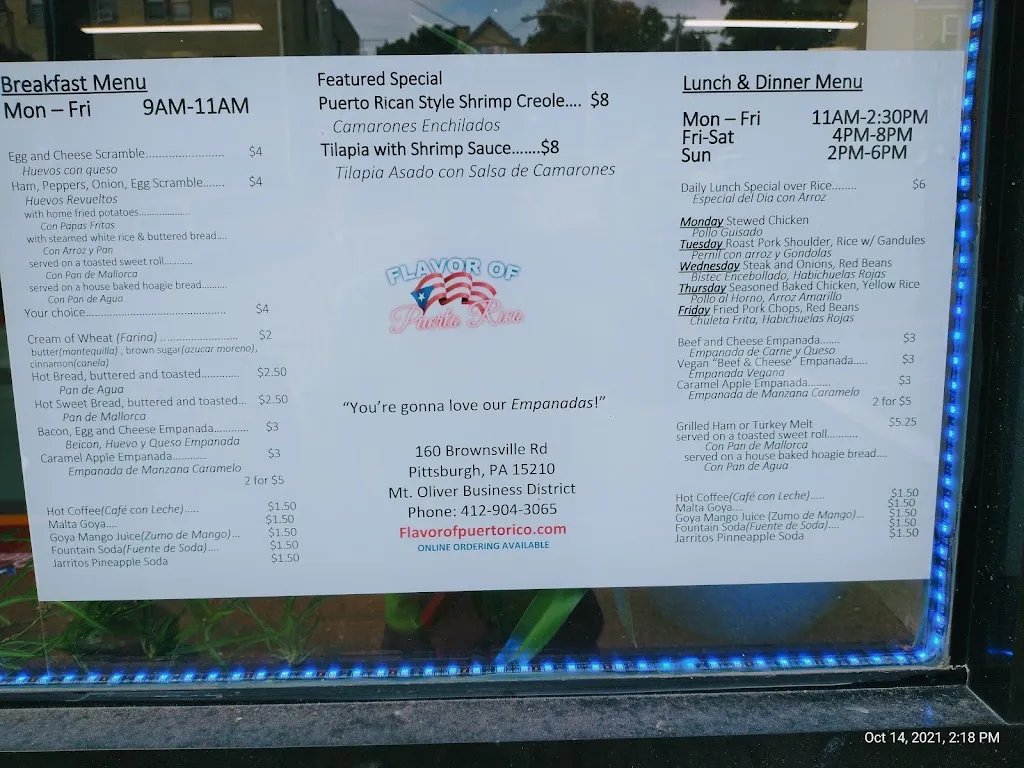 Menu_Flavor of Puerto Rico_Pittsburgh, PA_image_old_2