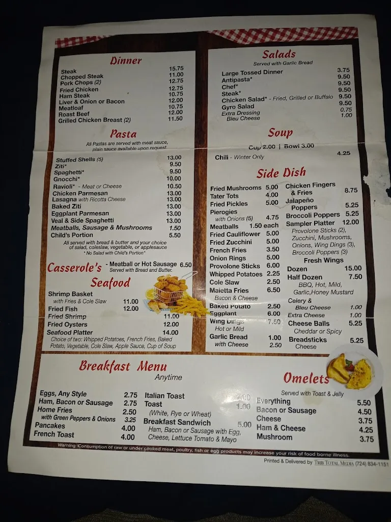 Menu_Maietta's Restaurant_Pittsburgh, PA_image_old_1