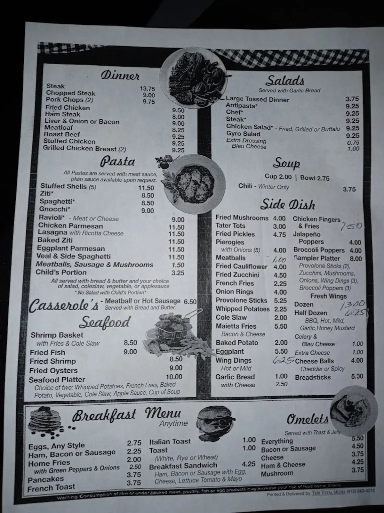 Menu_Maietta's Restaurant_Pittsburgh, PA_image_old_2