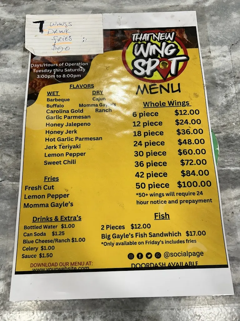 Menu_That new wing spot_Pittsburgh, PA_image_old_1