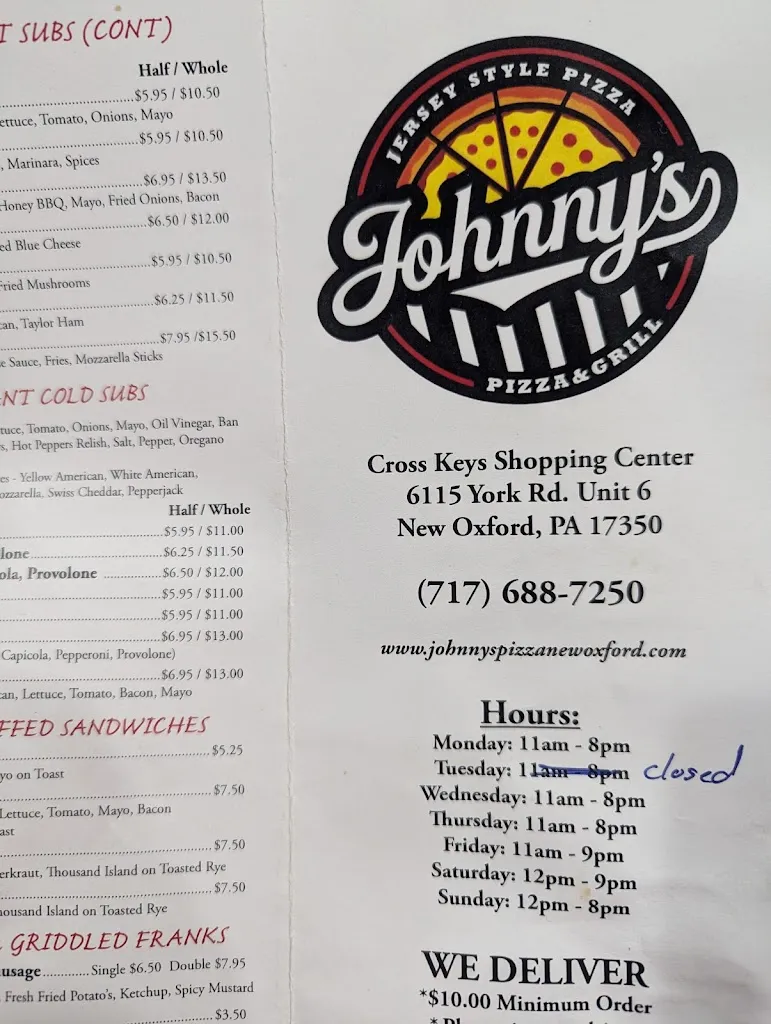 Menu_Johnny's Pizza New Oxford_New Oxford, PA_image_old_1