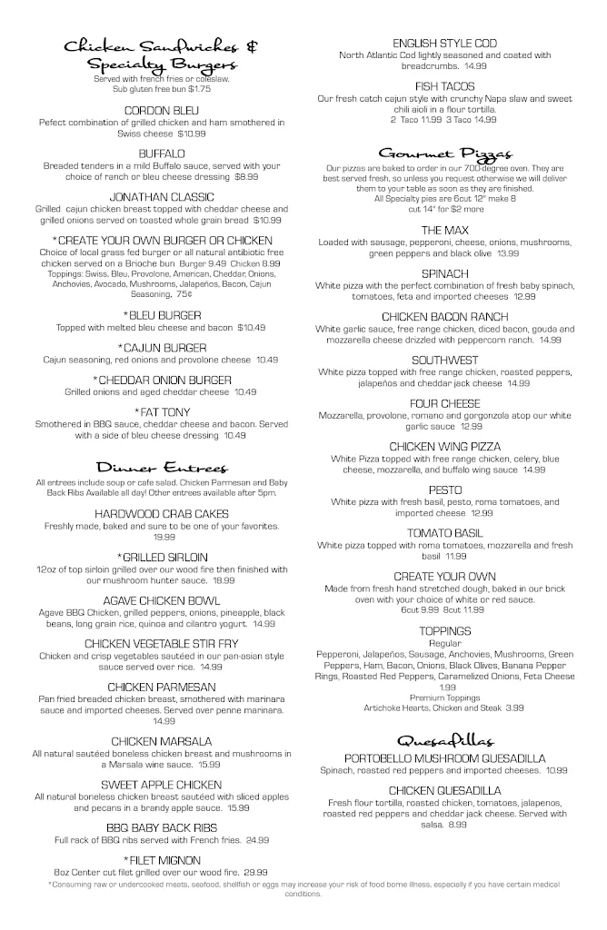 Menu_Hardwood Cafe_Butler, PA_image_old_3