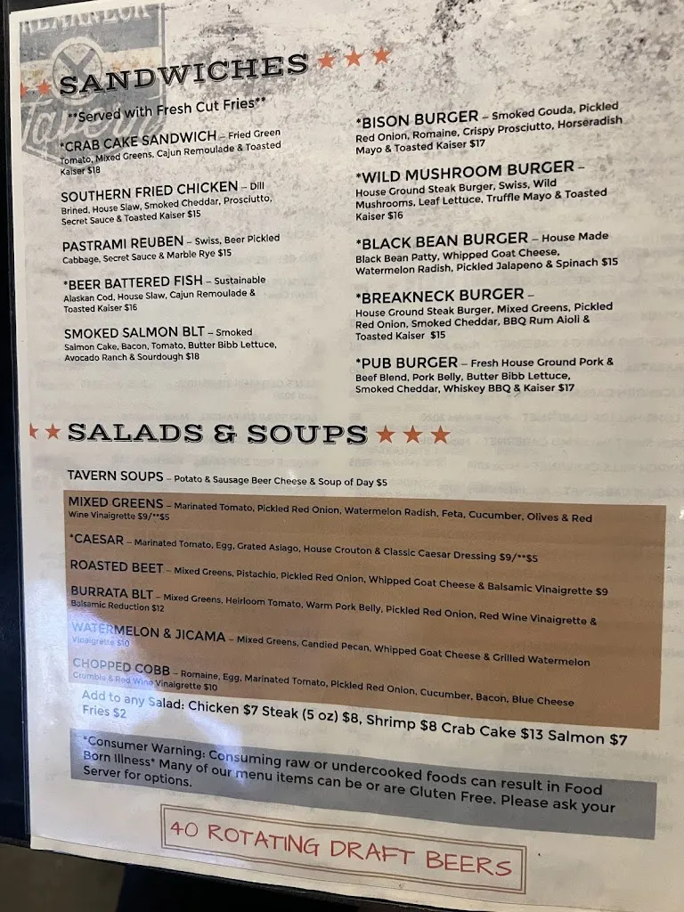 Menu_Breakneck Tavern_Mars, PA_image_old_2
