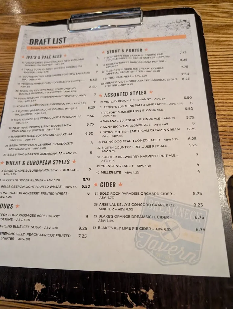 Menu_Breakneck Tavern_Mars, PA_image_old_3