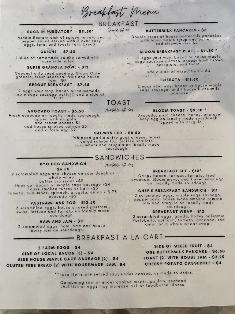 Menu_The Bloom Cafe at Quality Gardens, LLC_Valencia, PA_image_old_2