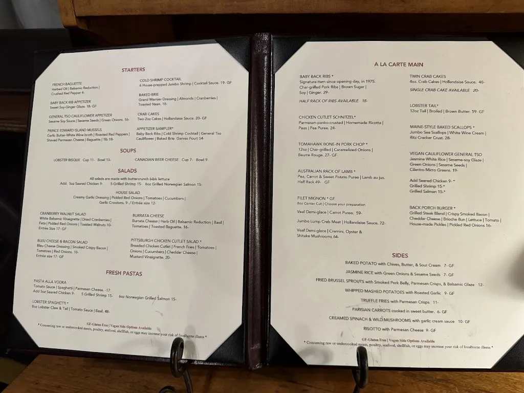 Menu_The Back Porch Restaurant_Belle Vernon, PA_image_old_3