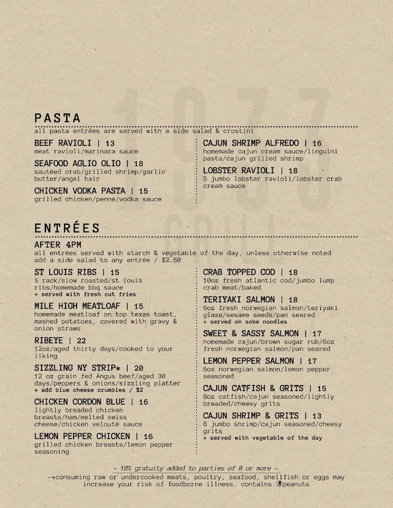 Menu_1933 Grill_Belle Vernon, PA_image_old_3