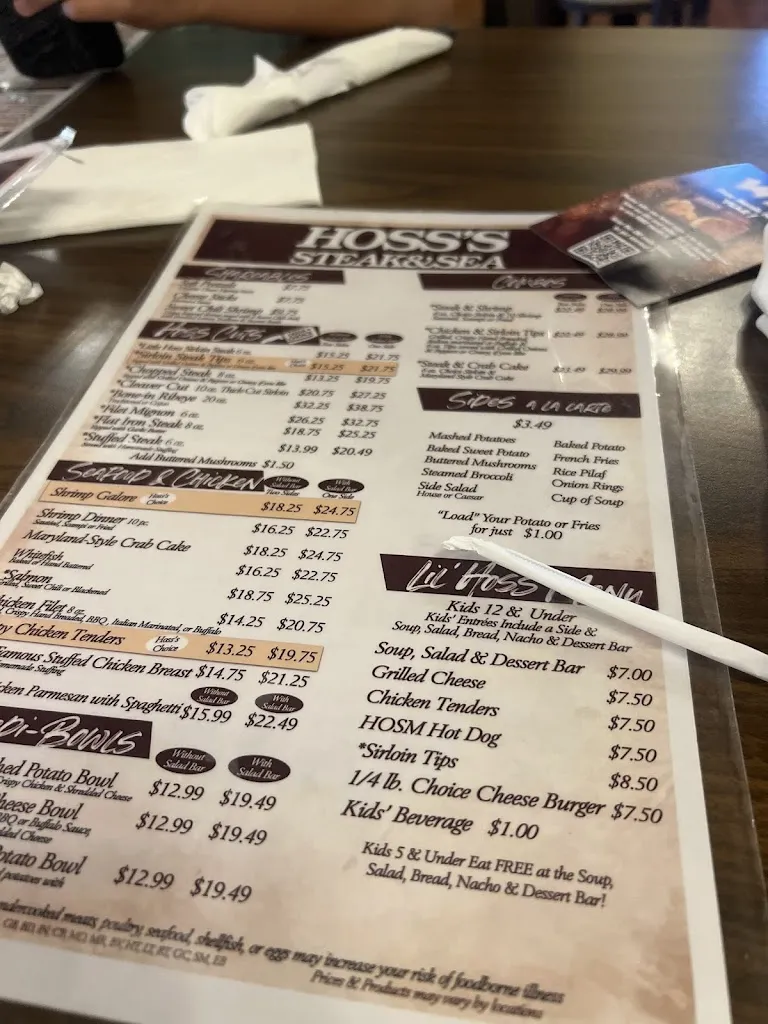 Menu_Hoss's Steak & Sea House_Belle Vernon, PA_image_old_2