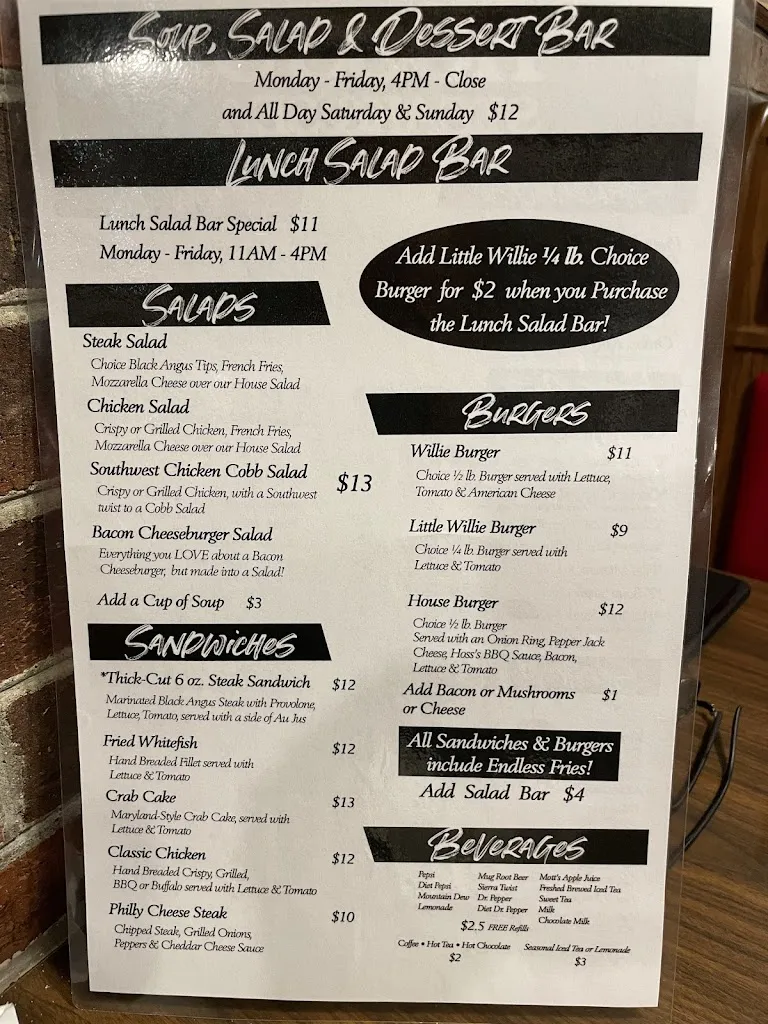 Menu_Hoss's Steak & Sea House_Belle Vernon, PA_image_old_3