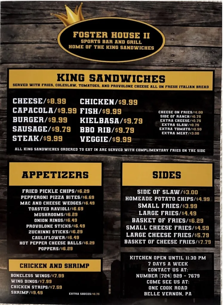 Menu_Foster House II_Belle Vernon, PA_image_old_2