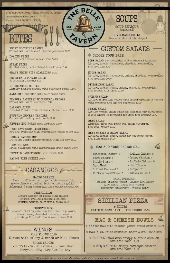 Menu_The Belle Tavern_Belle Vernon, PA_image_old_3