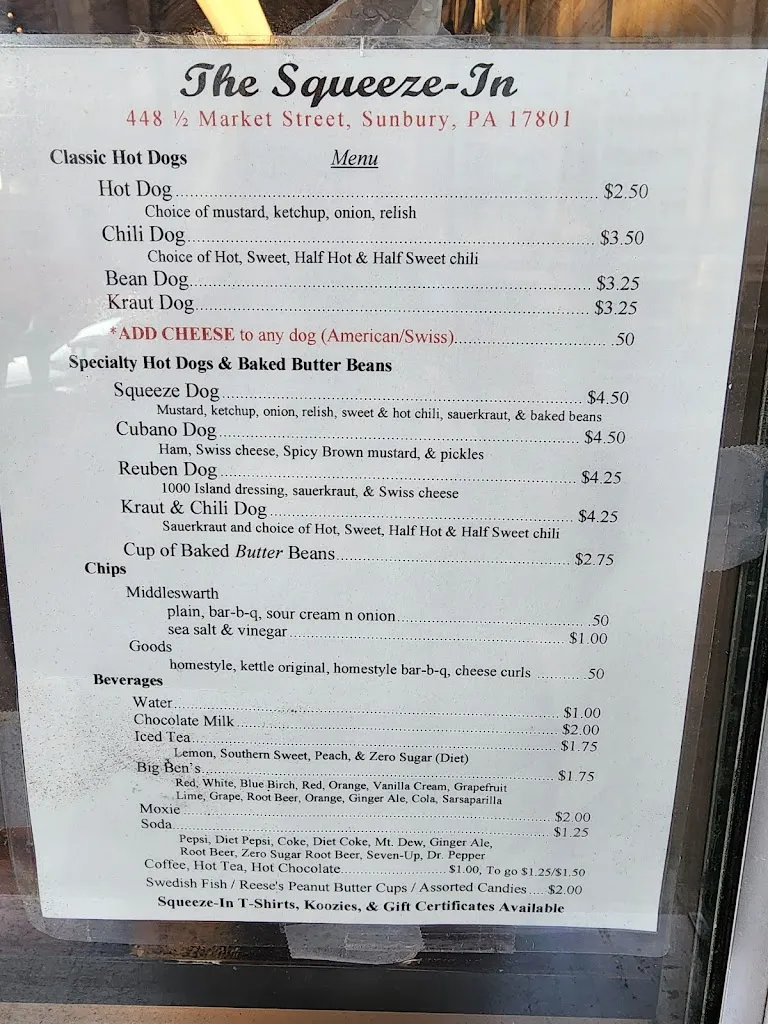 Menu_The Squeeze-In_Sunbury, PA_image_old_3