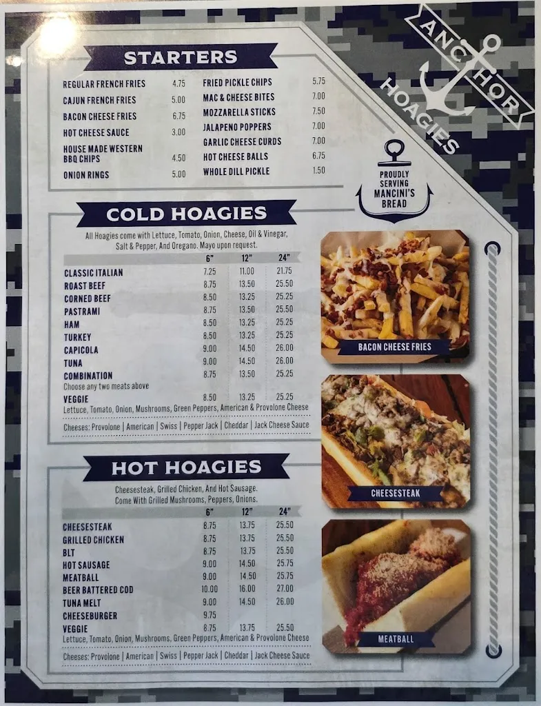 Menu_Anchor Hoagies Bar & Grill_North Versailles Township, PA_image_old_1