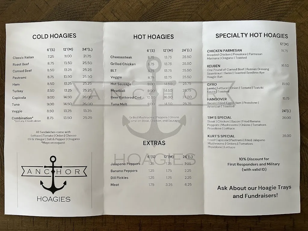 Menu_Anchor Hoagies Bar & Grill_North Versailles Township, PA_image_old_2