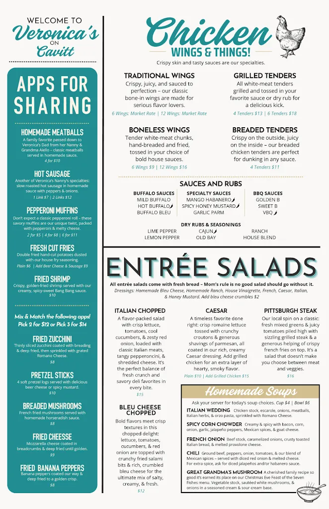 Menu_Veronica's On Cavitt_Trafford, PA_image_old_2