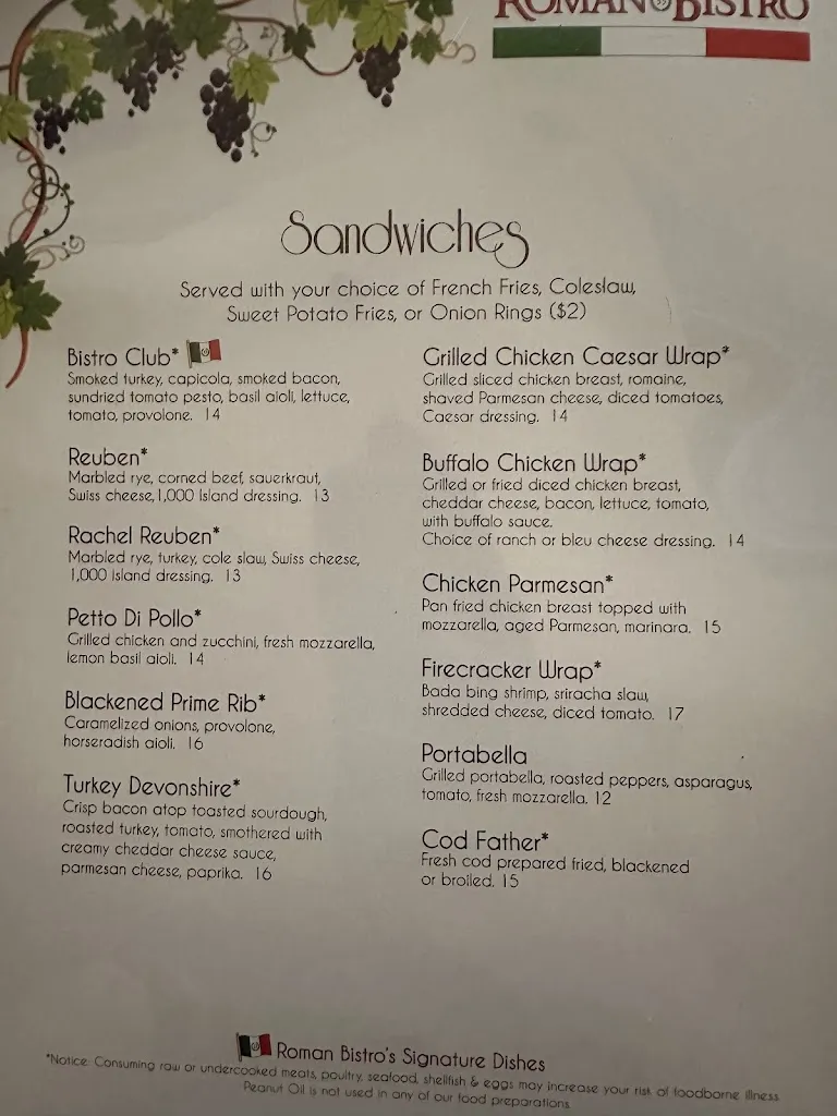 Menu_Roman Bistro_Pittsburgh, PA_image_old_1
