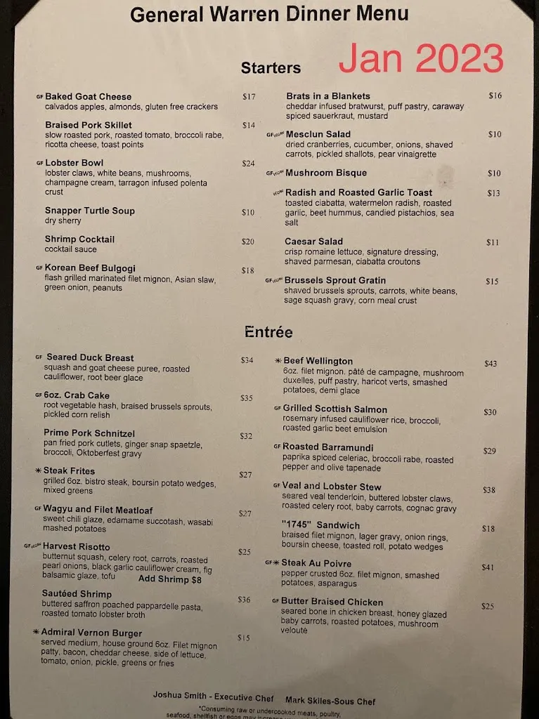 Menu_General Warren_Malvern, PA_image_old_3