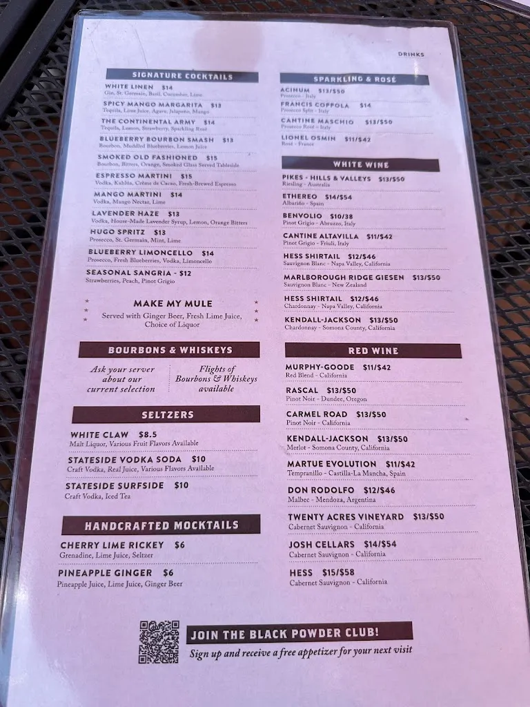 Menu_Black Powder Tavern_Wayne, PA_image_old_1