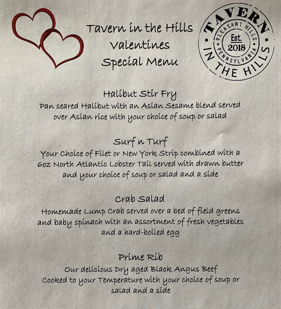 Menu_Tavern In The Hills_Pleasant Hills, PA_image_old_3