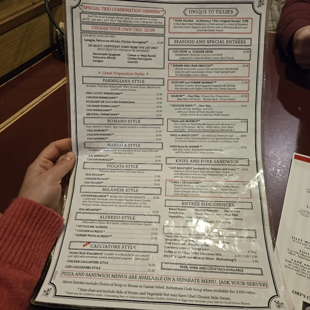 Menu_Tillie's Restaurant_McKeesport, PA_image_old_2