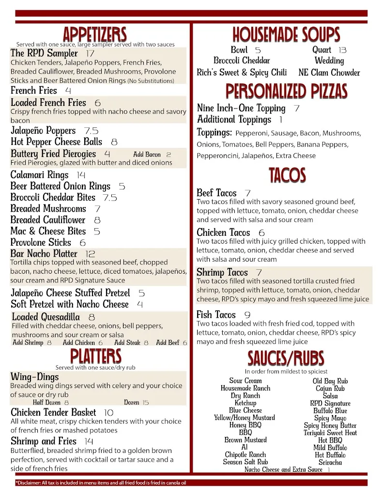 Menu_Rich's Parkside Den Inc_McKeesport, PA_image_old_1