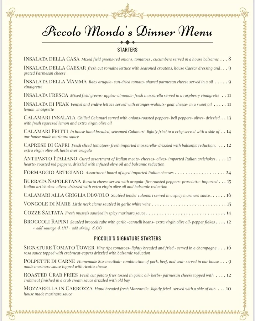 Menu_Piccolo Mondo Italian Restaurant_Pottstown, PA_image_old_2