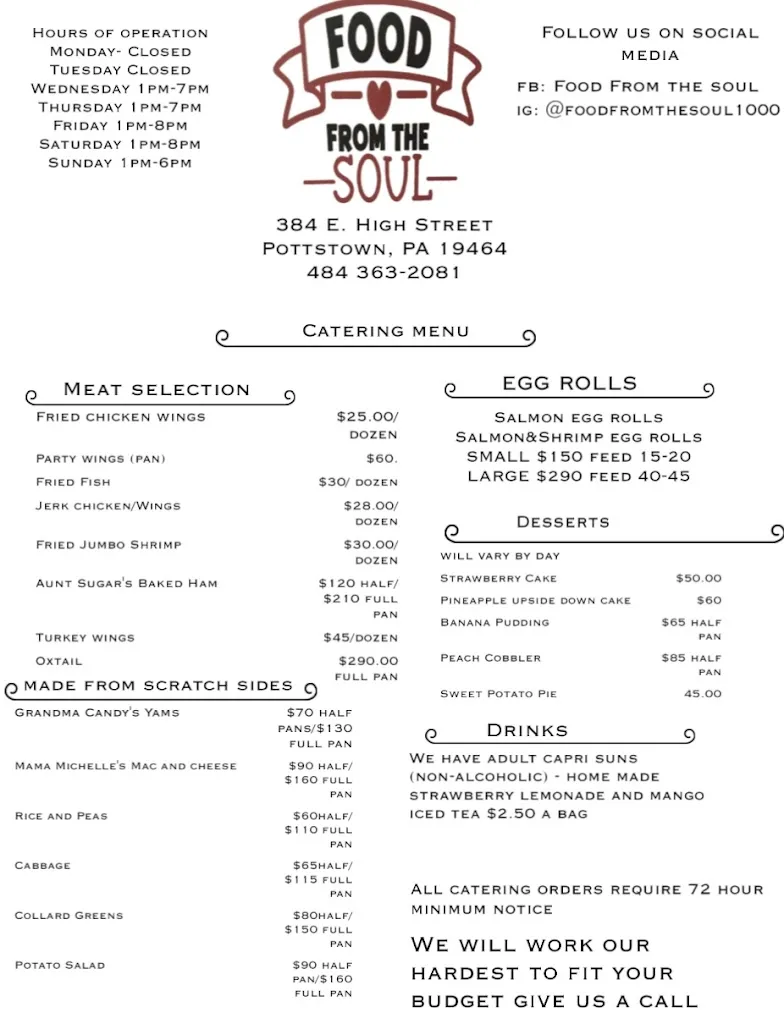 Menu_Food from the Soul_Pottstown, PA_image_old_1