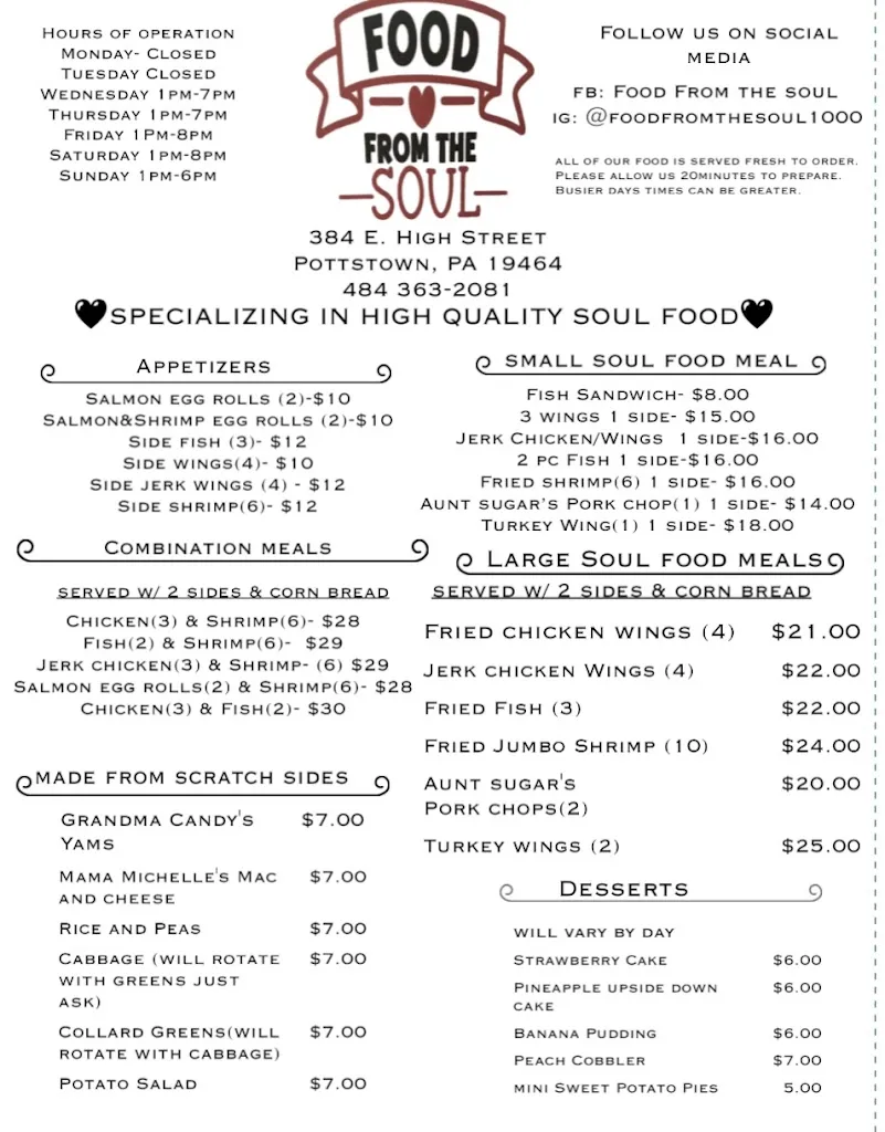 Menu_Food from the Soul_Pottstown, PA_image_old_2