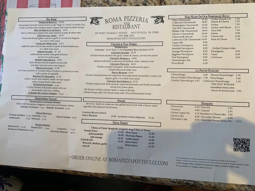 Menu_Roma Pizza_Pottsville, PA_image_old_3