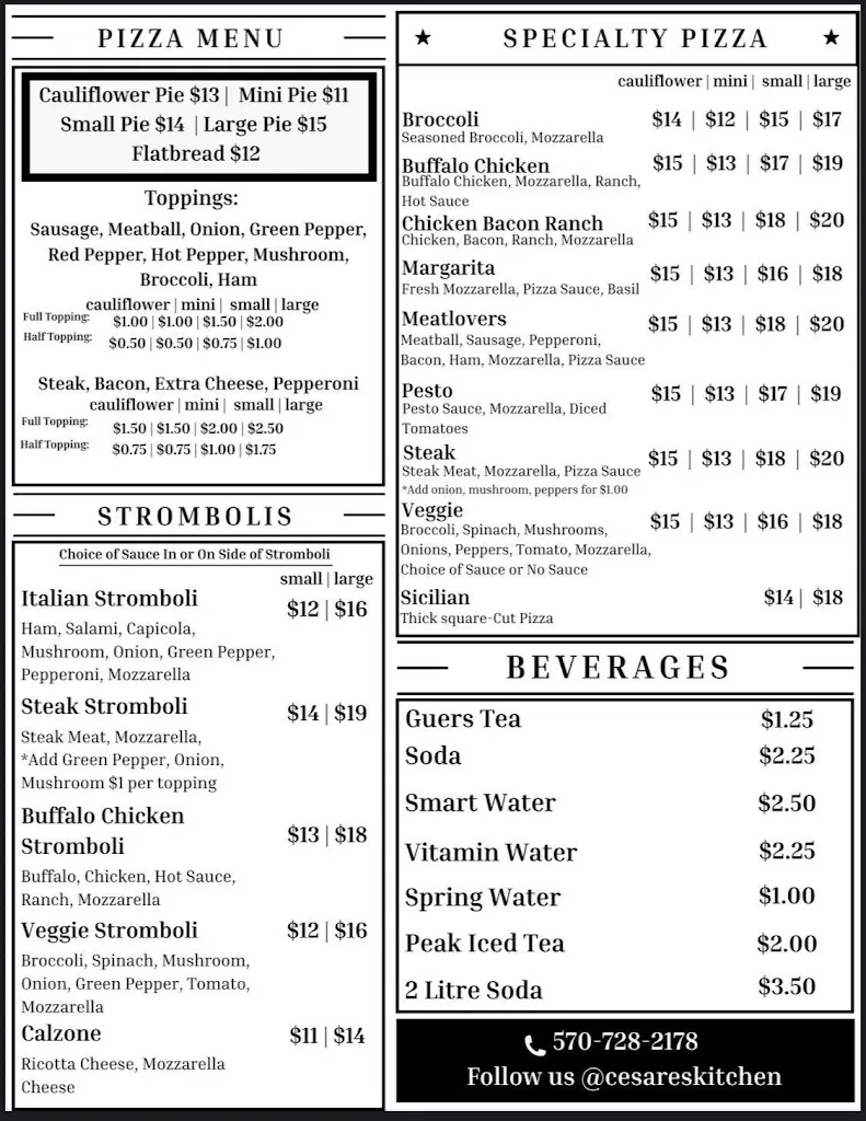 Menu_Cesare's Kitchen_Pottsville, PA_image_old_1