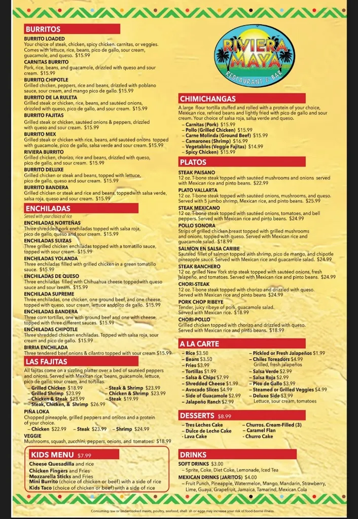 Menu_Riviera maya restaurant_Pottsville, PA_image_old_2