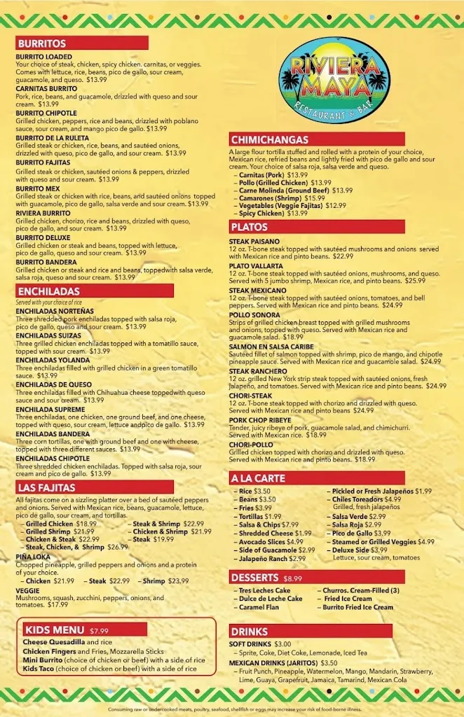 Menu_Riviera maya restaurant_Pottsville, PA_image_old_3
