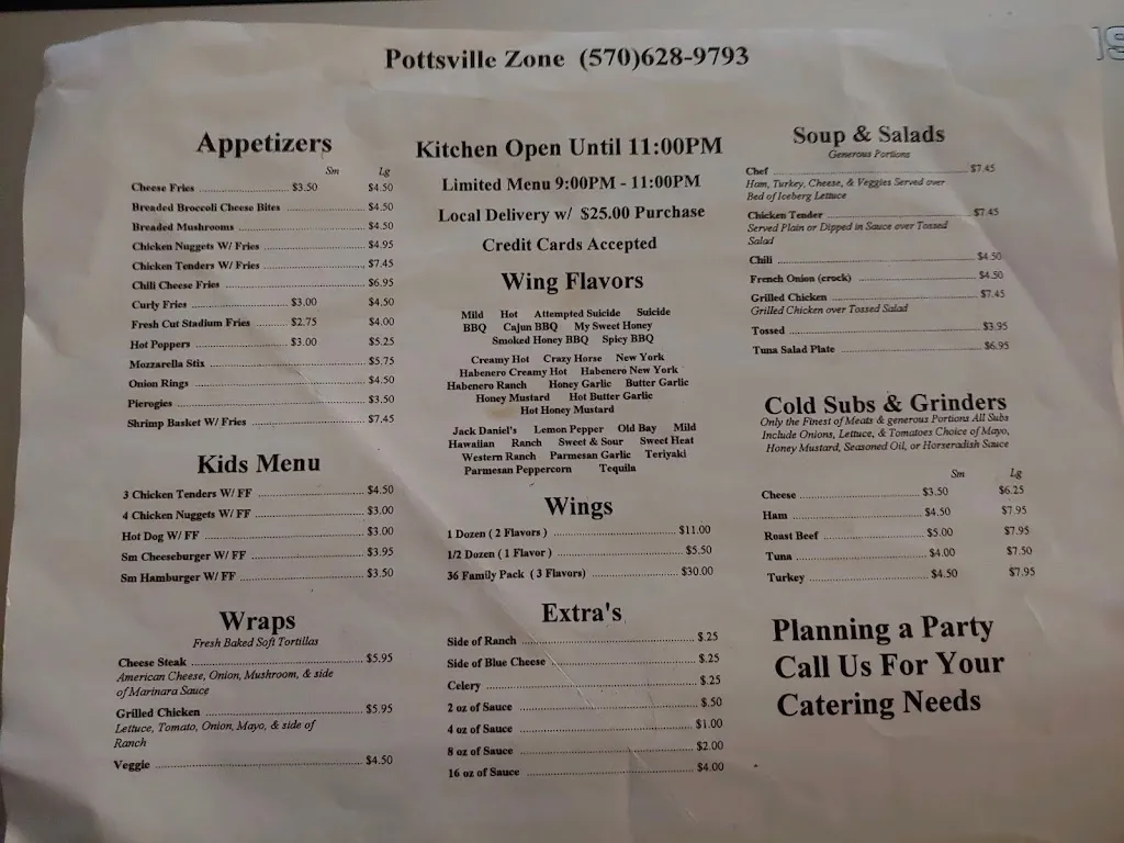 Menu_Pottsville Zone_Pottsville, PA_image_old_1