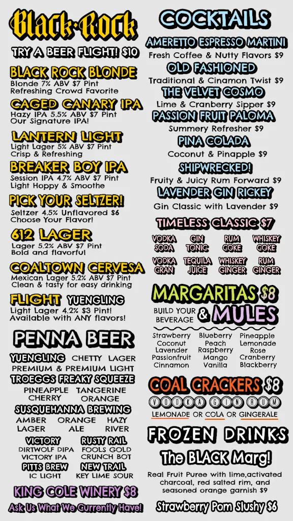 Menu_Black Rock Brewpub_Pottsville, PA_image_old_2