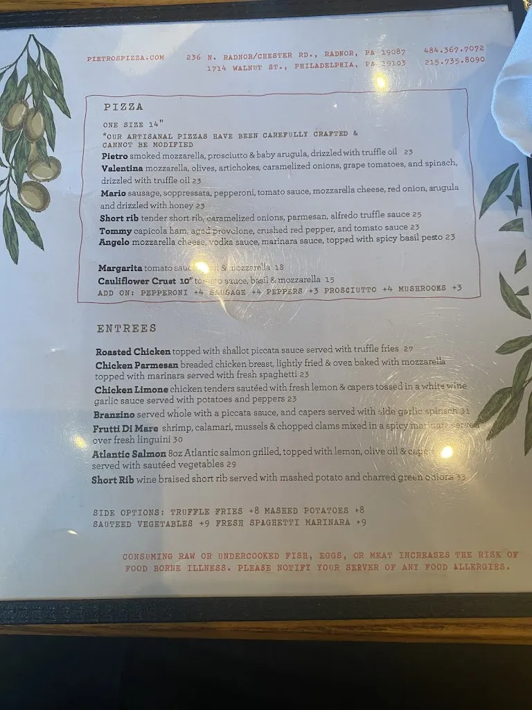 Menu_Pietro's_Radnor, PA_image_old_2