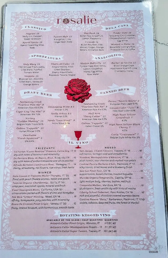 Menu_Rosalie Wayne_Wayne, PA_image_old_3
