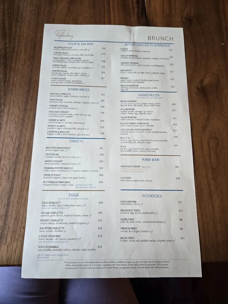Menu_The Refectory_Villanova, PA_image_old_1