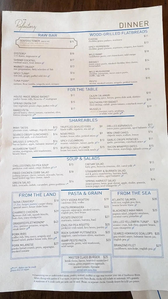 Menu_The Refectory_Villanova, PA_image_old_2